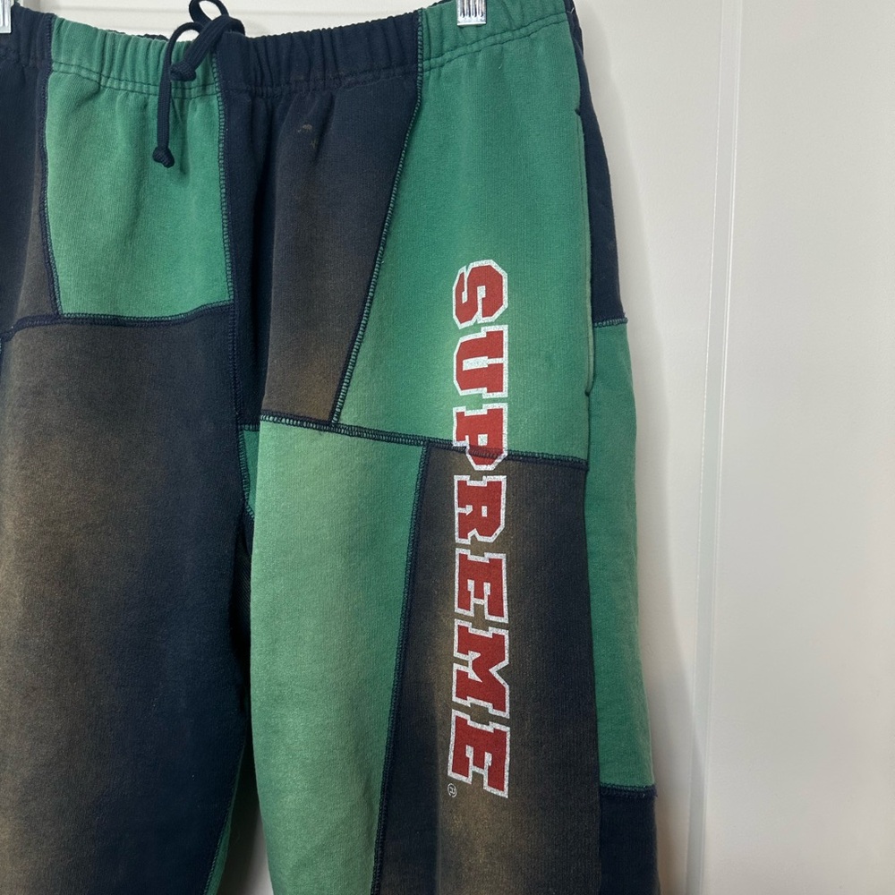 Supreme Green And Black Patchwork Sweatpants | La… - image 2